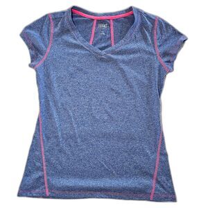 Everlast Sport Sportswear V-Neck T-Shirt in Blue w Pink Trim sz S